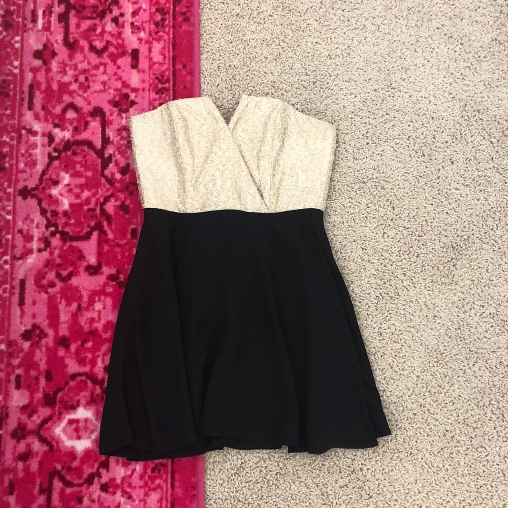 NAVEN strapless gold and black dress